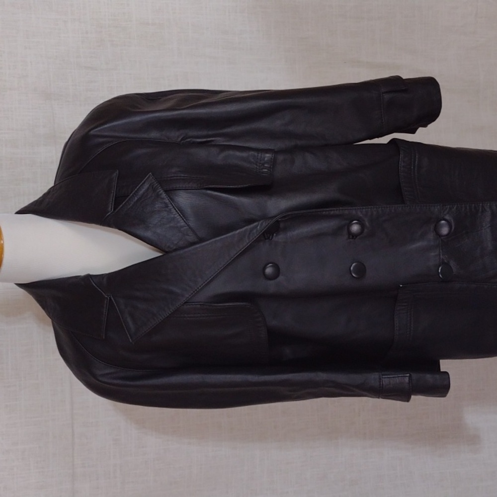 Vintage Spanish leather double-breasted coat - epic!